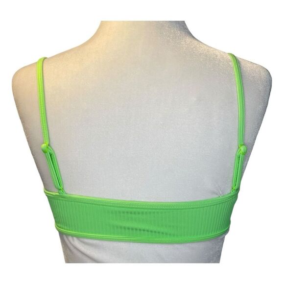 LA Hearts PacSun Summerland Binded Bikini Top Neon Green Ribbed Knit Pull-Over X - Picture 5 of 7
